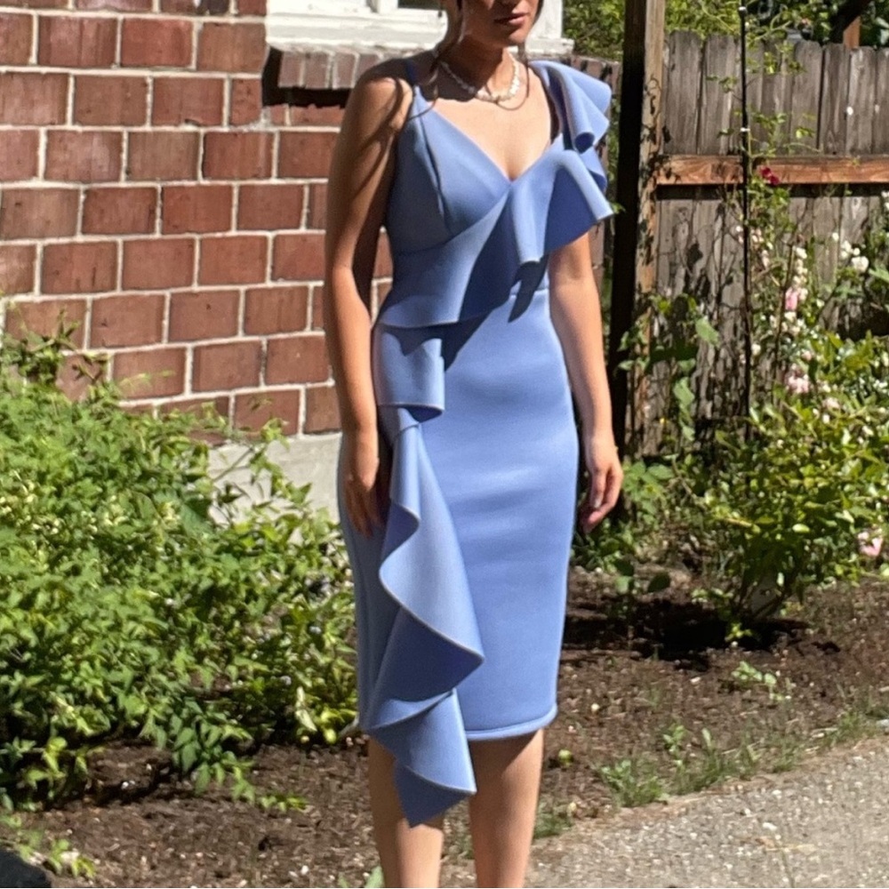 Lipsy Blue Midi Dress with Ruffle Detail